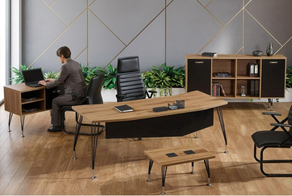 Office furniture complete office desk office office table 4-piece wood black