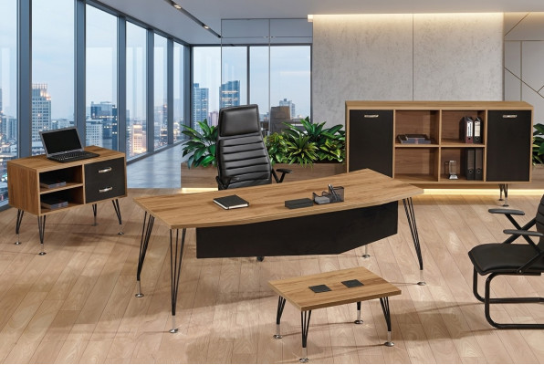 Office furniture complete office desk office office table 4-piece wood black