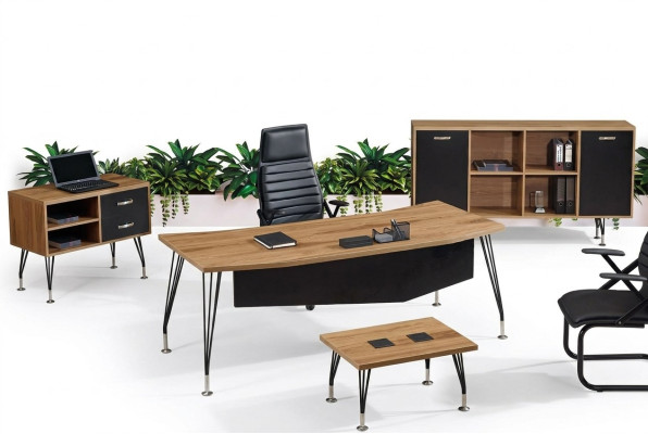 Office furniture complete office desk office office table 4-piece wood black