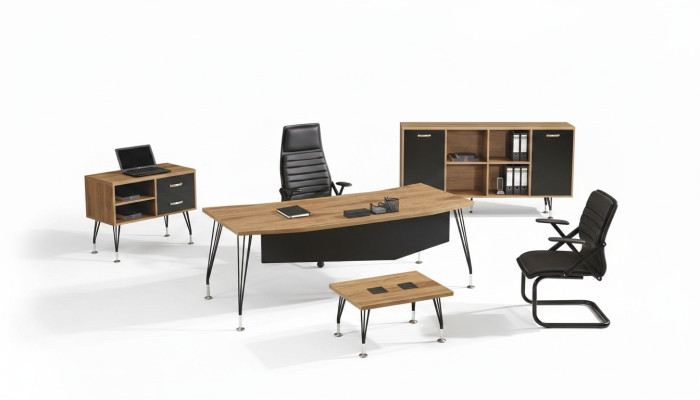 Office desk office furniture complete office desk set 4-piece wood black