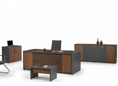 Office desk office furniture complete office desk set 4-piece wood brown office