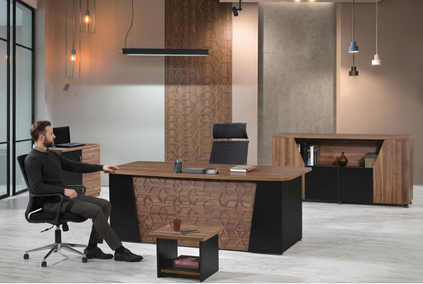 Desk Complete Office Office Desk Office Furniture Set 4-piece Wood Brown Office