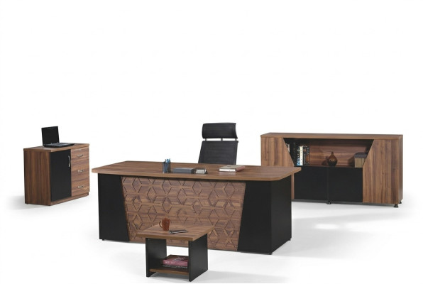 Desk Complete Office Office Desk Office Furniture Set 4-piece Wood Brown Office