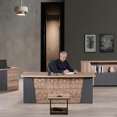 Complete office desk office furniture desk set 4-piece wood brown office