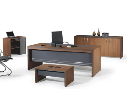 Office furniture complete office desk set 4-piece wood brown table