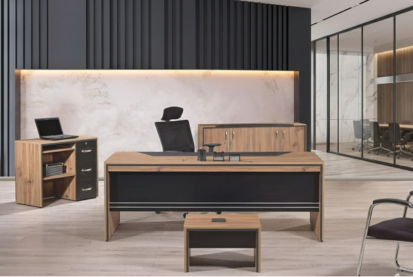 Office furniture study furniture desk set 4-piece wood black table