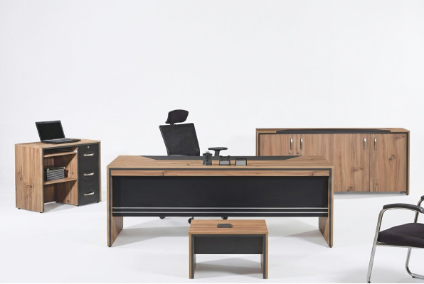 Office furniture study furniture desk set 4-piece wood black table