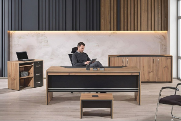 Table Office Furniture Home Office Furniture Desk Set 4-piece Wood Black