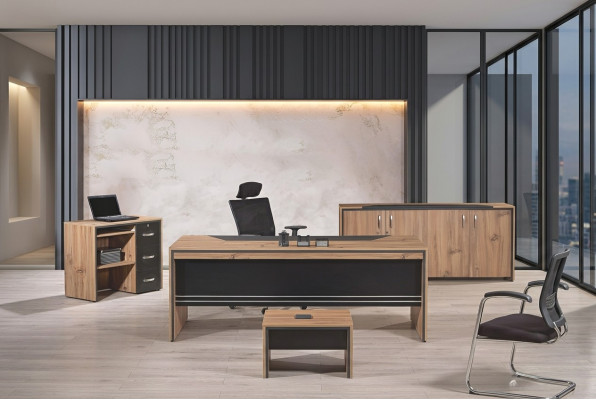 Table Office Furniture Home Office Furniture Desk Set 4-piece Wood Black