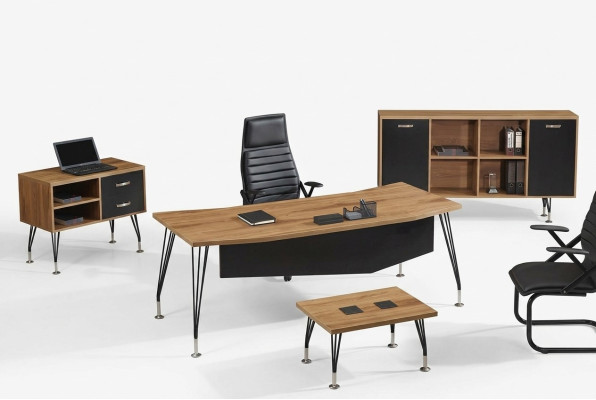 Complete Office Office Desk Office Furniture Desk Set 4 Pieces Wood Black