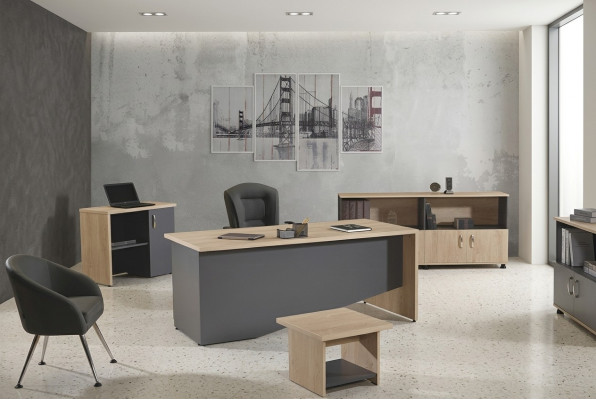 Table office furniture study furniture desk set 4-piece wood gray