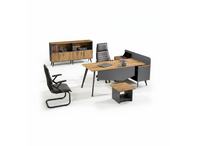 Office furniture set corner desk writing desk 3-piece wood brown office