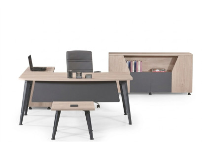 Furniture office study furniture corner office desk set 3-piece wood gray table