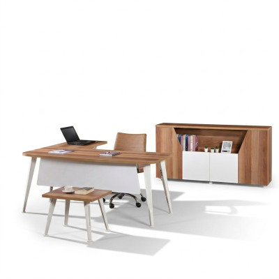 Office furniture complete office corner desk set 3-piece wood white table