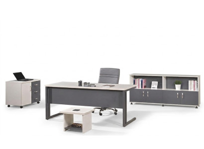 Office Furniture Gray Set 4-piece Desk Complete Office Cabinet Wood Group
