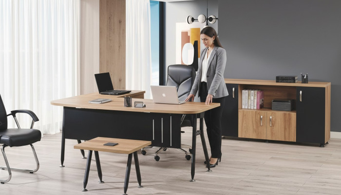 Group Office Corner Desk Office Furniture Cabinet 3-Piece Wood Black