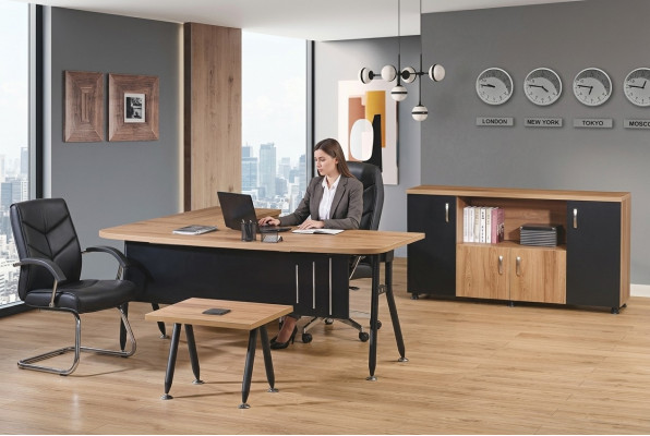 Office computer furniture work table office furniture table 3-piece wood set black