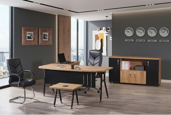 Office computer furniture work table office furniture table 3-piece wood set black