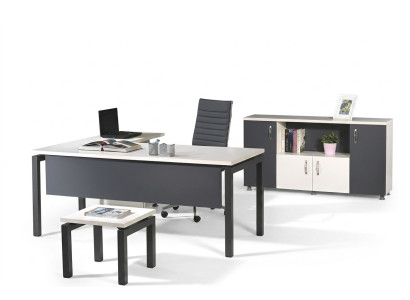 Office Furniture Gray Set 3-piece Corner Office Desk Complete Office Cabinet Wood Group