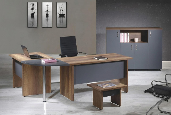 Office computer furniture workstation office furniture table 3-piece wood set gray
