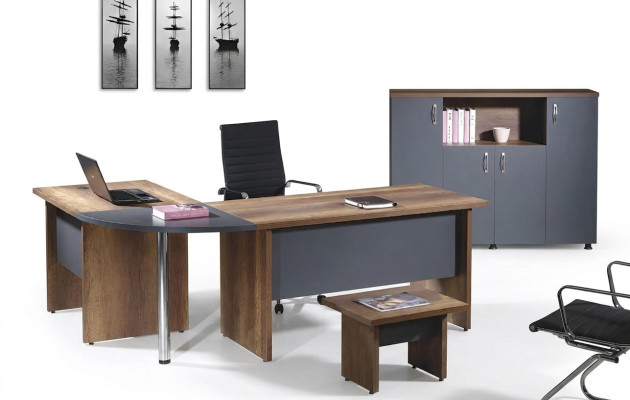 Office computer furniture workstation office furniture table 3-piece wood set gray