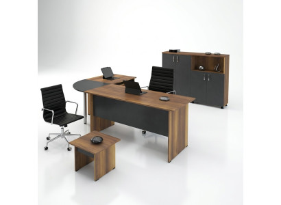 Computer furniture workbench office furniture corner office desk 3-piece wood set gray