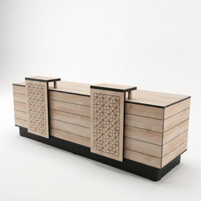 Reception desk office hotel wood brown table