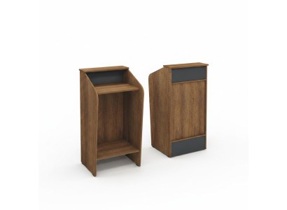 Reception desk counter office hotel wood brown table