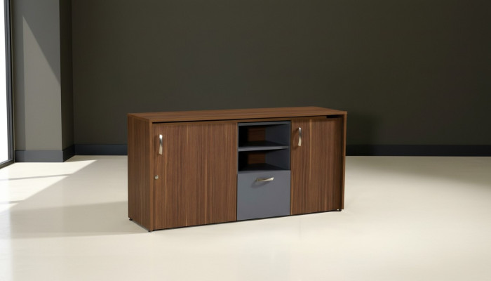 Office cabinet desk 2 in 1 functional cabinet table wood brown new