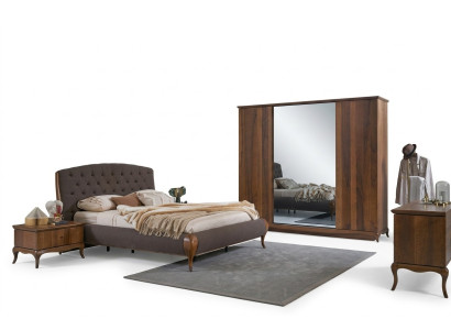 Complete Bedroom Bed Double Bed Set 4-Piece Bedroom Brown New