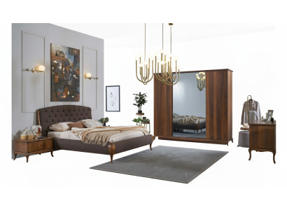 Double Bed Complete Bedroom Bed Set 4-piece Bed Frame Brown 180