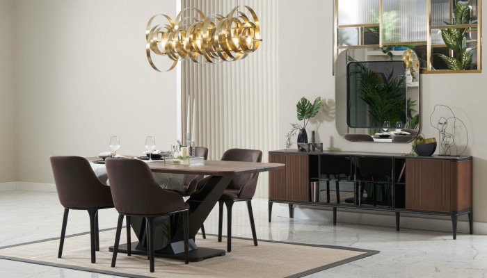 Dining nook dining set dining room furniture set dining room 9-piece wood brown table