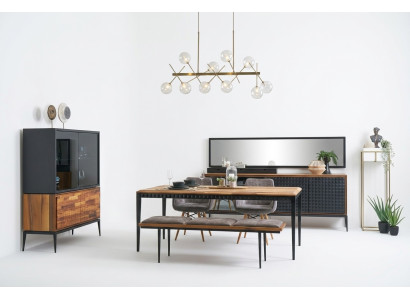 Dining table dining room group dining set dining nook set 9-piece wood brown