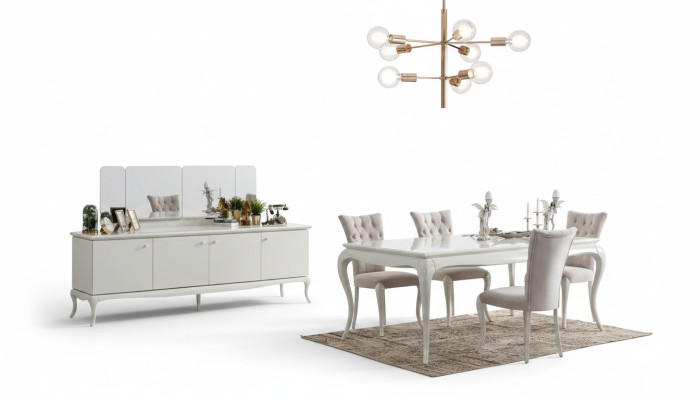 Dining set dining nook dining room dining table wood white set 7-piece sideboard