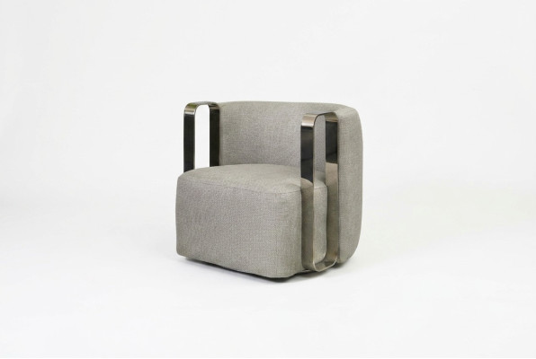 Modern Armchair Single-Seater Fabric Living Room Grey Upholstered Seat Design