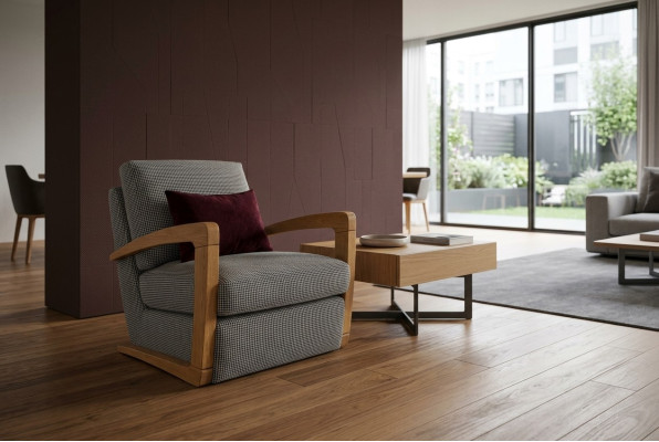 Armchair Single-Seater Fabric Living Room Classic Gray Upholstered Seat.