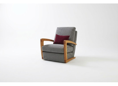 Armchair Single-Seater Fabric Living Room Classic Gray Upholstered Seat.
