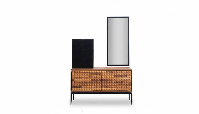 Bedroom dresser with mirror brown wood add-on wardrobe dresser set