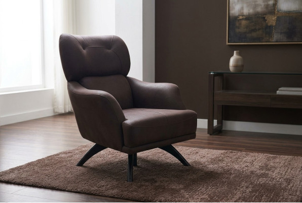 Armchair single-seater cocktail chair fabric brown modern seating