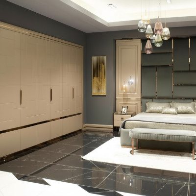 Luxury Bedroom Suite Double Bed Set 6 Pieces Beige