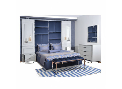Design group bedroom double bed bed nightstands set 7-piece blue