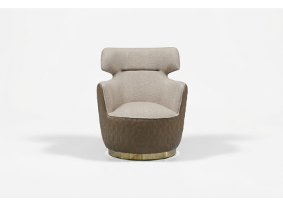 Wingback armchair fabric single-seater beige club chair modern.