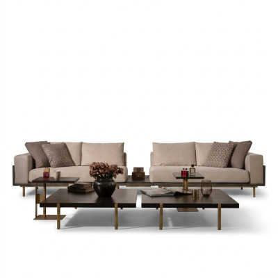 Four-seater sofa 4-seater upholstered sofa fabric sofa beige modern table new