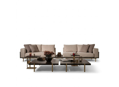 Four-seater sofa 4-seater upholstered sofa fabric sofa beige modern table new