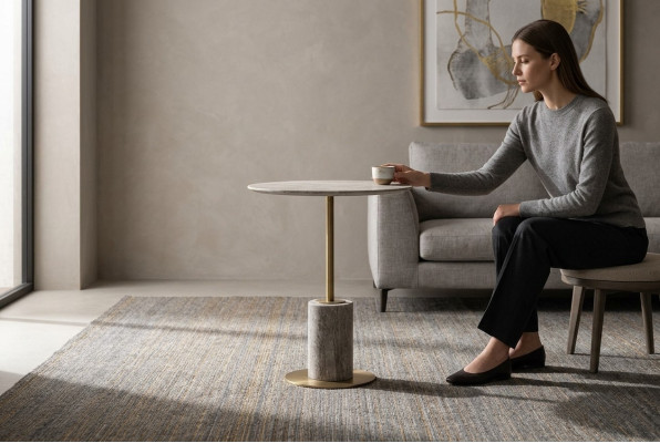 Coffee table side table coffee table wooden sofa table round table gray