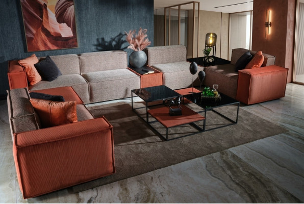 Large U-shaped corner sofa fabric sofa couch upholstered sofa orange modern sofa