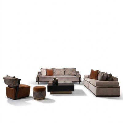 Complete couch set 431 fabric sofa armchair sofa group gray table