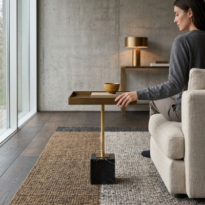 Group side table coffee table gold sofa table metal 2-piece set