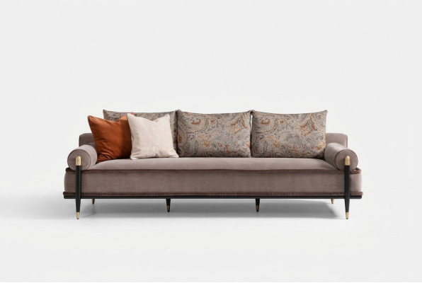 Three-seater Sofa 3-seater Fabric Sofa Gray Luxury Upholstered Sofa Couch Fabric