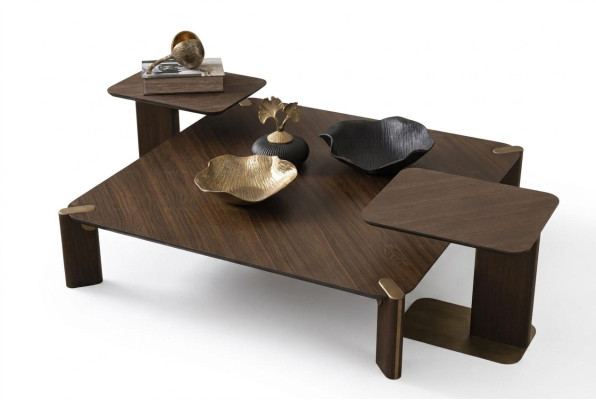 3-piece coffee table group side tables coffee table brown wood table set